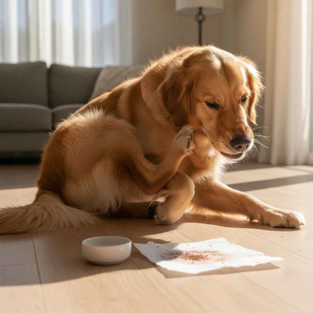 dog scratching near tail area