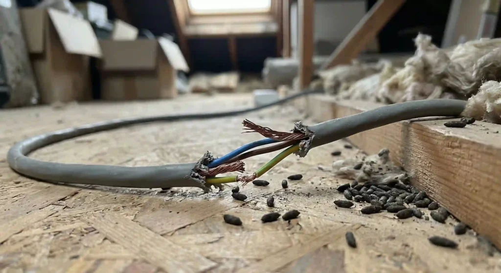 chewed wires or droppings