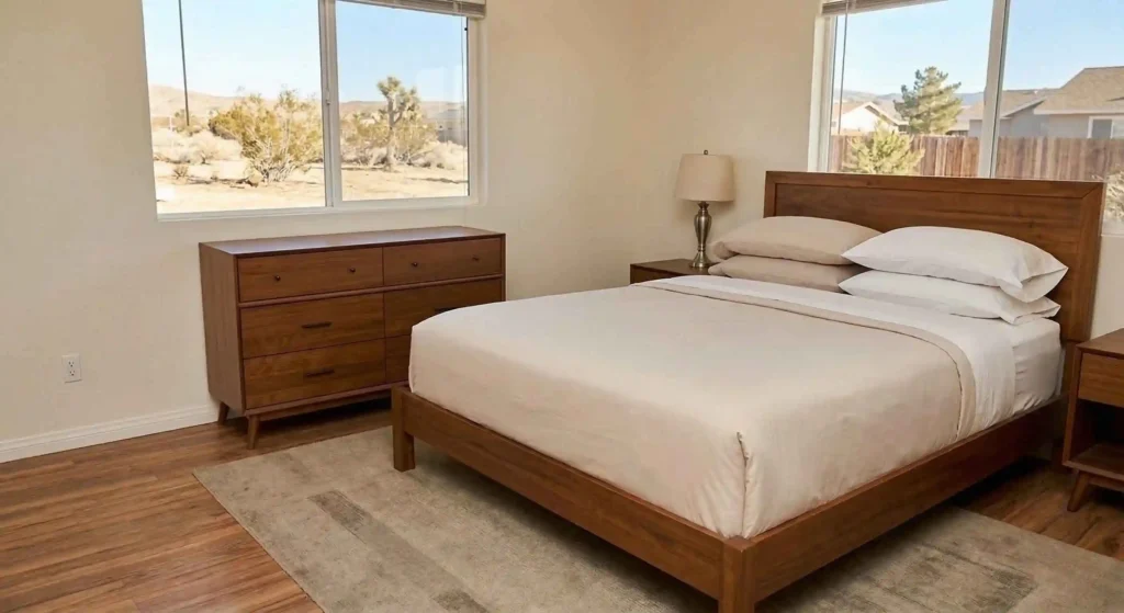 clean, clutter-free bedroom interior.