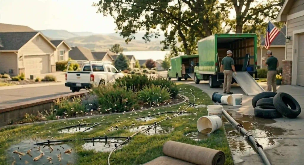 irrigation system or water source attracting mosquitoes