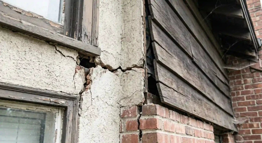 showing gaps or cracks in a home exterior